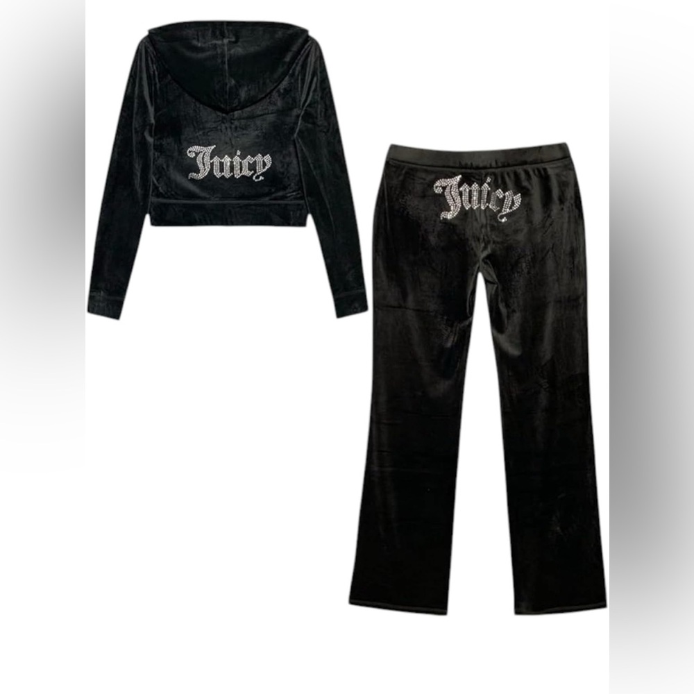 Juicy Couture Black “Simply Yummy” Velour Tracksuit Size Large